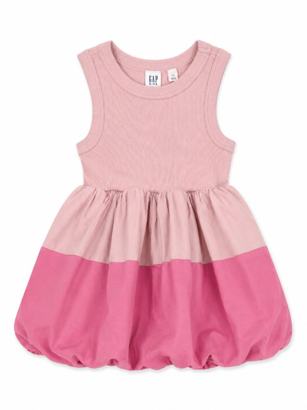Gap Kids Pink Bubble Hem Dress 💕 Colorblock Cotton XS 4-5